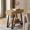 End Side Table for Living Room, Narrow Couch Arm Side Table with Storage Shelves