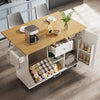 Mobile Kitchen Trolley Cart on Wheels with Drop Leaf Worktop, Drawer, Cabinets