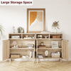 2Pcs Rattan Storage Cabinet Accent Kitchen Sideboard Buffet Cabinet with Doors