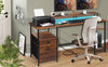 Large Computer Desk Home Office Desk with Monitor Stand Power Outlet 2 Drawers
