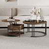 Set of 2 Nesting Coffee Tables Round Stacking Sofa Side Tables for Living Room