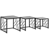 Set of 3 Nesting Coffee Tables Square Side Tables with Metal Frame, Grey