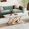 Coffee Table, 120CM Coffee Tables for Living Room, 2-Tier Faux Marble Coffee Tab