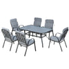 7 Piece Garden Dining Set with Cushioned Chairs for Outdoor Patio Grey