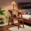 Solid Wood End Table, 2 Tier Tall Narrow End Table with Storage Shelves