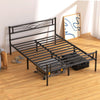 KING SIZE Metal Bed Frame with Headboard and Footboard Heavy Duty Slat Qtzjlqdry