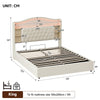 Upholstered Ottoman Storage Bed, 5ft King Size Bed Frame with LED & USB, Beige