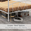 Double Canopy Bed Frame Metal Platform Bed Base with Headboard