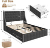 Full Size Bed Frame with Charging Station, Storage 4 Drawers and Headboard