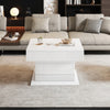 High Gloss White Coffee Table w/ Lift Top, 360° otation, Hidden Storage & Drawer