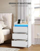 LED Bedside Table 3 Drawers Storage Cabinet Slim Nightstand w/Charging Station✅