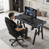 LED Gaming Desk Computer Table Workstations w/ Headphone Hook & Cup Holder Black