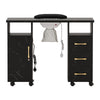 Rolling Table Nail Workstation Drawer Vacuum Marbling Texture Cabinet