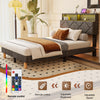 4FT6 DOUBLE BED FRAME WITH DIMMABLE RGB LIGHT UPHOLSTERED STORAGE HEADBOARD Pale