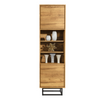 175cm Display Cabinet Oak | 2 Doors & Shelves | Metal Frame Tall Storage Unit