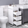 Slim Bathroom Floor Cabinet Storage Unit Tower with 3 Drawer & 4 Compartments