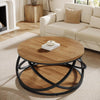 2-Tier Round Coffee Table, 31.5" Wood Circle Accent Center Table for Living Room