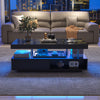 High Gloss RGB LED Coffee Table With Storage Drawer Wooden Living Room Furniture
