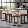 Bar Stools Set of 4 Counter Height Backless Barstool Upholstered PU Leather Seat