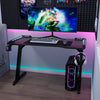 Gaming Desk witn LED RGB Computer Table with Cup Holder & Headphone Hook Black