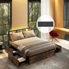 Double Industrial Metal Platform Bed with Headboard & 4 Storage Drawers