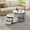 Nesting Coffee Tables Set of 2 Round Sofa Side Tables with Storage Living Room