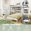 Bunk Bed with Stairs, Desk, Headboard Storage Solid Pine Wood Frame Kids Sleeper