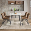 2x Brown Dining Chairs Faux Leather Padded Seat Dining Room Chair Modern