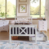 3ft Wooden Single Bed Frame White Solid Wood Bed w/Storage Drawers Bed Furniture