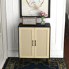 Wooden Storage Cabinet with Rattan Decorating Buffet Sideboard Accent Cabinet