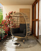 Wicker Egg Chair Egg Basket Lounge Chair with Thick Cushion Seat For Patio Porch