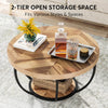 Round Coffee Table,32-Inch Circle Coffee Table with Open Storage for Living Room