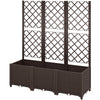 Outsunny Plastic Planter Box with Trellis, Vegetable Planter w/ Drain Plugs