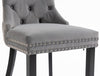 Plush Velvet Dining Chairs with Knocker 1 2 4 6 Black Grey Beige Stud Detailing