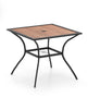 Outdoor Dining Table Patio Table for 4 People with Umbrella Hole Brown