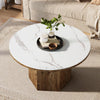 Round Coffee Table with Sintered Stone Top, 31.5-Inch White Circle Center Table