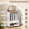 Rolling Vinyl Display Shelf Storage Cabinet with Drawer & Open Shelf