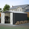 Garden Shed 10X12FT Metal Apex Roof Free Foundation Storage House Anthracite