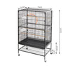 Large Parrot Cage Rolling Metal Bird Cage Pet Lovebird Cockatiel Conure Budgie