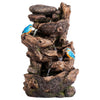 Serenity Cascading Tree Trunk Water Feature with Kingfisher Garden Fountain LED