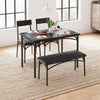 Black Dining Table Set for 4 with Bench & 2 Upholstered Chairs,Kitchen Table Set