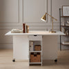 Foldable Dinner Table with Wheels and Storage Shelf Space Saving Dining Eaoqoxyp