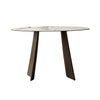 Console Table Ceramic Glass Top Marble Effect Brown Metal Frame Entryway Hallway