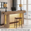 Farmhouse Console Table w/ Sensor Light&Charging Station Narrow Entryway Sofa