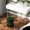Round Pouffe, Storage Footstool with Cushioned Top, Dark Green