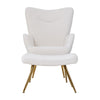 Modern Accent Chair with Footstool Set Upholstered Boucle Padded Seat Metal Legs