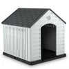Large Dog House Waterproof Plastic Pet Shelter with Air Vents Grey