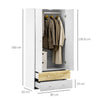 2 Door Wardrobe White Wardrobe with Drawers and Hanging Rod Refurbished