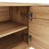 Modern TV Stand TV Console Unit with Grille Doors & Shelves, 180 cm, Wood Grain