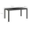 Outdoor Dining Table with Glass Top Aluminium Frame for Balcony, Patio, Grey